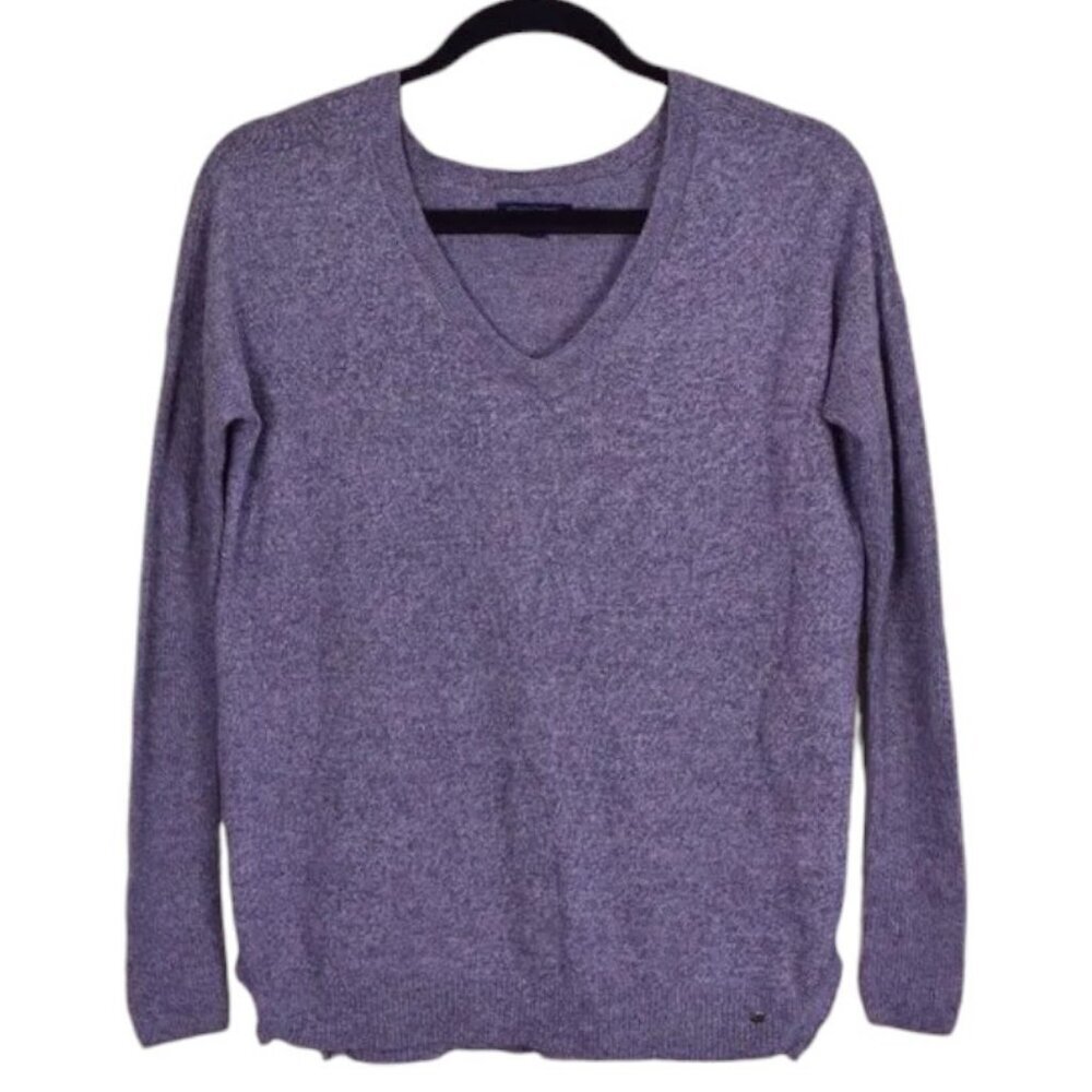 Women's American Eagle Grey V-Neck Cotton Warm Sweater Fall Winter - Size XS